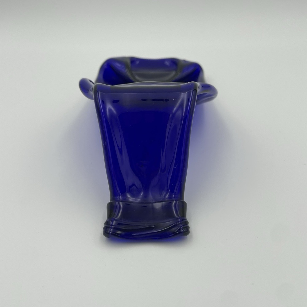 Glass Spoon Rest- Cobalt Blue Hand Melted Flat Bottle Spoon Rest 8" Trinket Tray - Picture 5 of 13